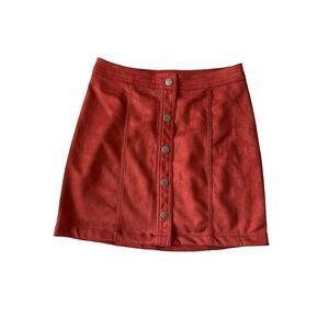 Rust Faux Suede Mini Skirt Y2K Boho Size S Indie Sleaze Pumpkin Spice‎ Western